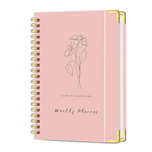 Undated Weekly Planner with To-Do List & Habit Tracker, 6" x 8" - color: Pink-Metal corner