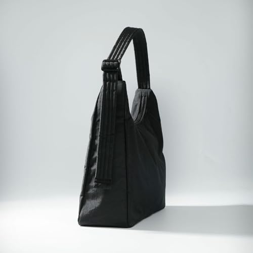 FASTFAIRY Nylon Shoulder Bag: Lightweight Adjustable Strap - color: Large-black, size: Large