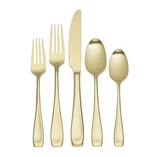 Oneida Moda Champagne Satin 20-Piece Silverware Set for 4, Flatware - style: 20-Piece Flatware Set, Champagne