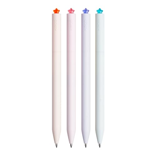 Kaco FIRST Gel Pens Cute Star Pens Black Ink 0.7mm Medium Point 4 Pieces