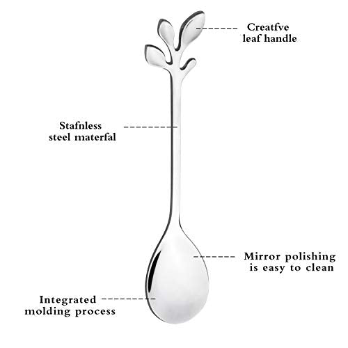 12-Pack Stainless Steel Creative Coffee & Dessert Spoons, 4.8 Inches (Silver, Style 4) - color: Sliver,Style 4