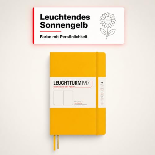 LEUCHTTURM1917 - Notebook Hardcover Medium A5-251 Numbered Pages for Writing and Journaling (Sunflower, Plain) - color: Sunflower, style: Minimalist