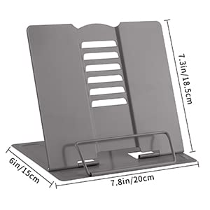 MSDADA Desk Book Stand Metal Reading Book Holder Angle Adjustable Stand - color: Grey