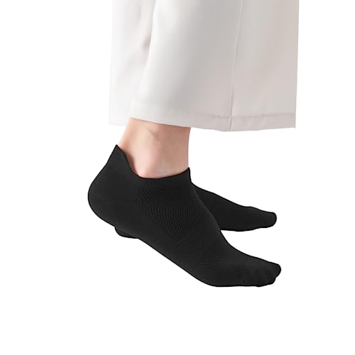 ACCFOD Womens Ankle Socks Athletic Running Low Cut Socks With Tab 6 Pairs - color: Black, size: 9-11