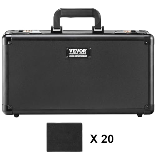 VEVOR Card Storage Box - 4 Slot Case with Coded Lock, Foam Dividers, Holds 76 BGS or 84 SGC Cards - size: 108 PSA, style: Coded Lock