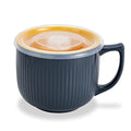 Ceramic Soup Bowl with Handle & Lid, Large 32oz Microwave Ramen Bowl Gray - color: Gray/Yellow 32, size: 32 OZ