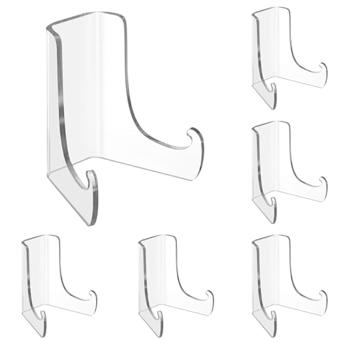 Hipiwe 6 Packs Acrylic Easels Display Stands Clear Flat Back Easel Display