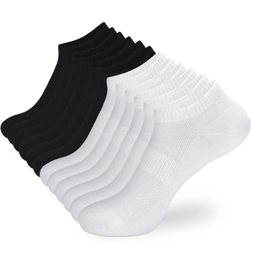 ATBITER 12 Pairs Ankle Socks Womens/Men Thin Low Cut No Show Athletic Socks - color: 12 Pairs 6white+6black, size: Medium