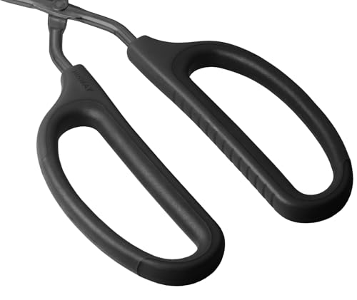HINMAY Stainless Steel Scissor Tongs 12" and 16" Set, Set of 2 (Black) - color: Black, size: 12" 16"