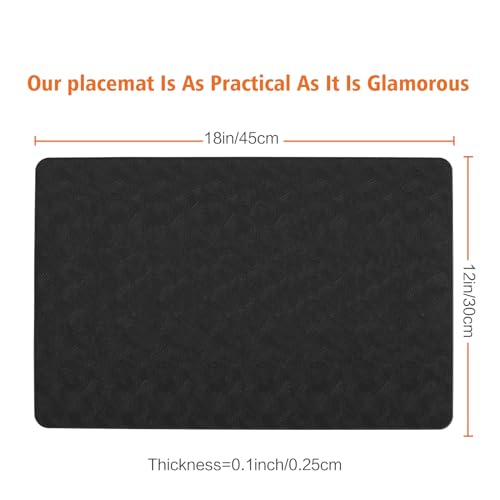 Black Halloween Vinyl Placemats Set of 6 Waterproof Table Mats - color: Black
