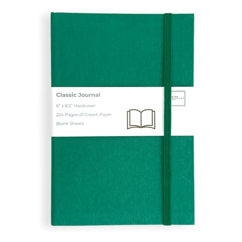 Portage Blank Hardcover Aesthetic Notebook Writing Journal – Bleed-Proof Paper Notepad for Journaling, High GSM, A5 Notebook, Cream Pages - Hunter Green, 6 x 8.5 Inches, 224 Pages - color: Hunter Green, size: Blank Pages