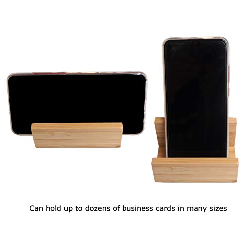 1 Pack Bamboo Wood Desktop Business Card Holder for Desk Sturdy Business Card Display Stand for Office Suitable for Men Women