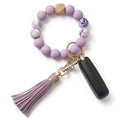 BIHRTC Key Ring Bracelet Car Keychain Holder Wristlet Silicone Women Beaded Bangle Chains - color: Purple Demon Eye