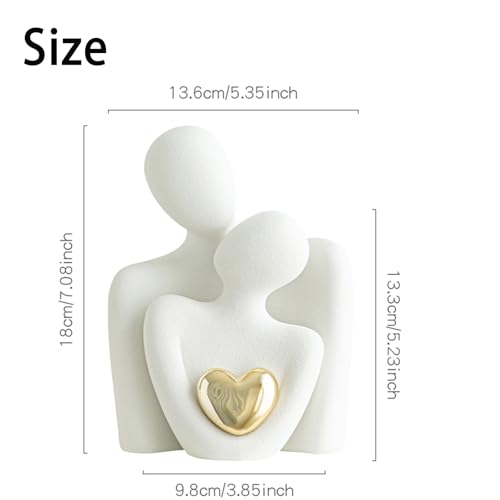 Ceramic Couple Statue - Modern Shelf Decor Knick Knacks for Shelves, Valentine's Day Wedding Gifts, Home Decor for Living Room, Bedroom, Bookshelf & TV Stand (L) - size: L-7.08in