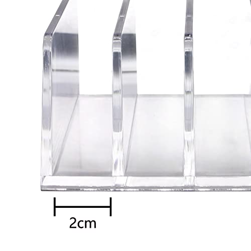 Acrylic Mail Organizer for Sorting Mail, Business Card 2Pack, 5 Slots Mail Holder for Desktop Shelf, Acrylic Mail Sorter for Desk Organzier, Clear Bill Money Divider for Cash Envelope,Set of 2