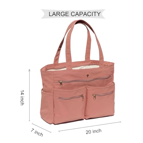 Weekender Bag Carry On Bag Overnight Tote Travel Duffle with 13 Pockets for Travel,Work，Gym,Beach,Teacher,Nurse - color: Pinklish Brown