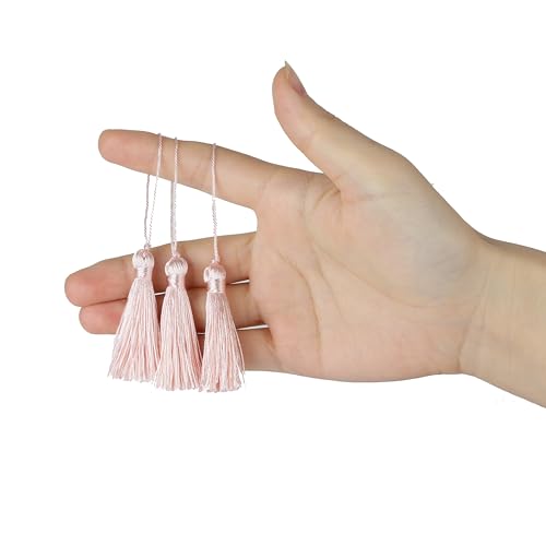 BEL AVENIR 45 pcs Mini Bookmark Tassels 3.75inch Silky Key Tassel - color: Light Pink