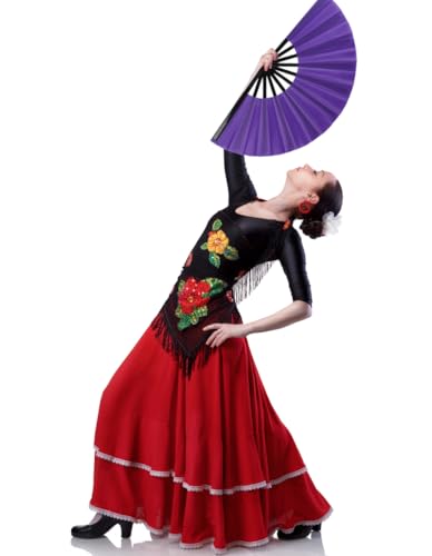 2 Pack Large Folding Hand Fan for Men/Women, Rave Fan Vintage Retro Fabric Fans, Chinese Kung Fu Tai Chi Hand Fan for Festival, Dance, Gift, Performance, Decorations (Purple) - color: 2 Purple