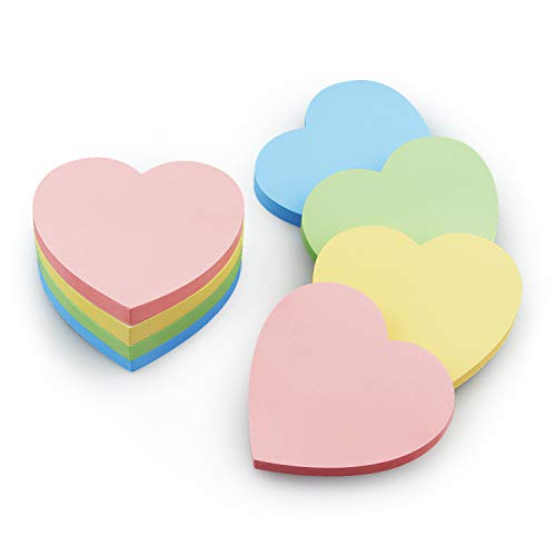 SIMONA Heart Shape Sticky Notes 4 Paste Colors 8 Pads, 600 Sheets - color: 4 Paste Colors 8 Pads