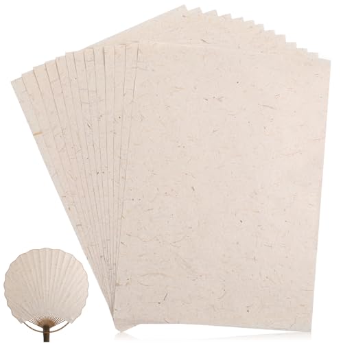 50 Sheets A4 Mulberry Paper Visible Leaves Fiber Rice Paper Printable Mulberry Rice Papers for Decoupage Drawing Writing Card Making DIY Crafts (Translucent, 11.8 x 8.3 in)