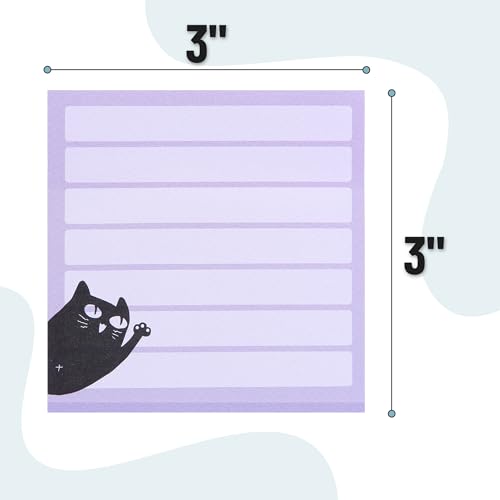 Mr. Pen- Black Cat Sticky Notes Set, 3" x 3", 6 Pads, 480 Sheets | Black Cat Sticky Notes, Memo Pads, Self-Stick Note Pad for Office, School, Home, Study & Organization - color: Multicolor, size: 6 Pads