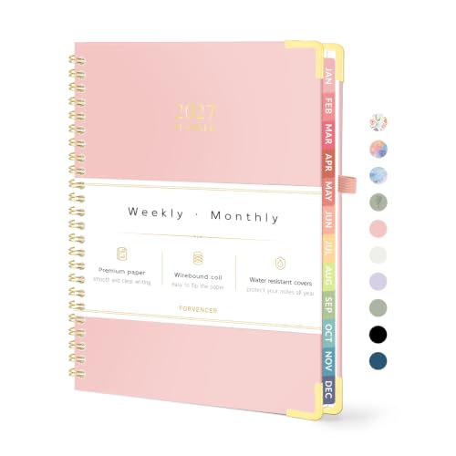Forvencer 2027 Planner Weekly and Monthly, Hardcover Calendar Planner, A5 - color: Pink, size: 6.3"x8.4" (Jan 2027 - Dec 2027)