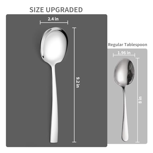 8 Piece Stainless Steel Serving Spoons Set - 8 Large Spoons, 9.2-Inch, Dishwasher Safe, for Parties/Kitchen/Buffet/Catering - color: Silver, size: LARGE 8 PCS C