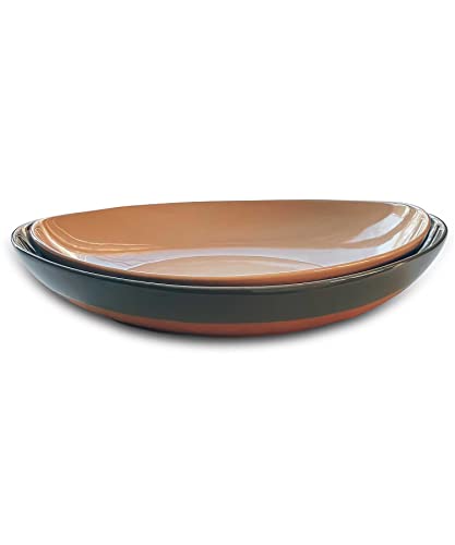 Mora Ceramic Large Serving Bowls- Set of 2 Oval Platters for Entertaining. Modern Kitchen Dishes for Dinner, Fruit, Salad, Turkey, etc. Oven, Dishwasher Safe, 110/80 oz, 16" / 14.6" - Neutrals - color: Assorted Neutrals, size: 3XL & 2XL