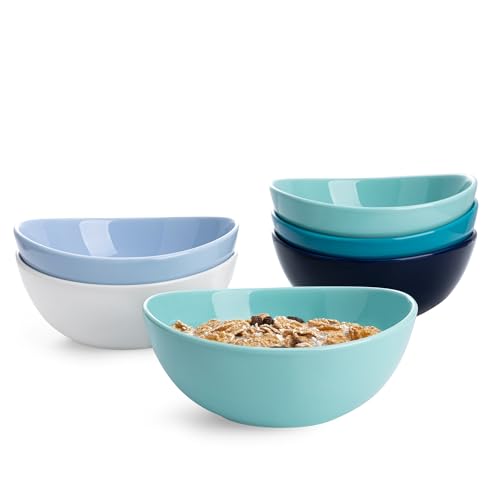 Sweese 18 oz Medium Porcelain Bowls - Set of 6 Shade of Blue Colored Serving Bowls for Soup, Salad, Pasta & Snacks - color: Shades of Blue, style: Medium (18 oz)