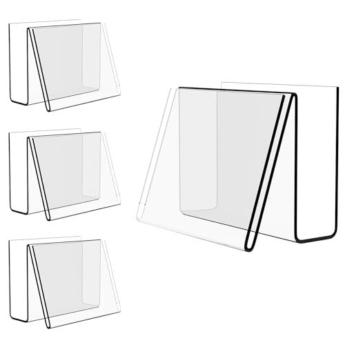 Boloyo Acrylic Vertical Postcard Display Holder,4 x 6 inch 1PC Clear Card Display Stand Easel Tablet Holder for Postcard Greeting Recipe Index Business Memory-Note Card, Artworks (Horizontal, 4PC) - color: Horizontal, size: 4PC