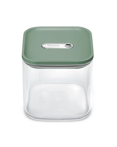 Caraway 2.5 qt Glass Airtight Food Storage Container with Lid - color: Sage, size: 2.5qt Container