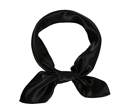 1 Piece of Square Satin Scarf Wrap Ribbon Neck Scarfs Halloween Retro Costume (23.62" x 23.62") - color: Black