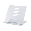 Blizzow Desk Book Stand Holder - Hands Free, Adjustable Metal Stand, Lightweight Foldable Portable - Cookbook, Recipe, Tablet, Music, Documents (White)