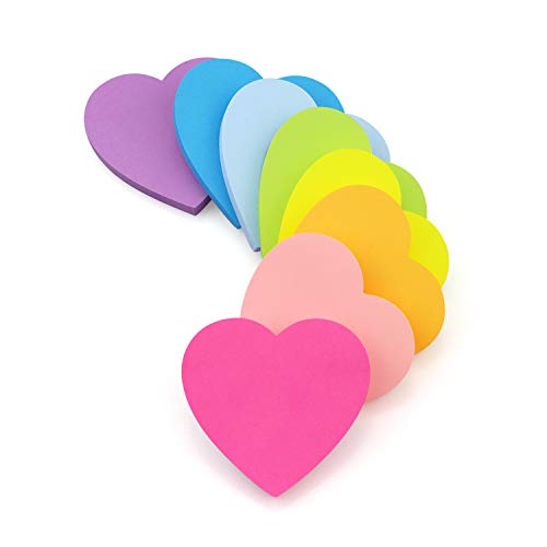 SIMONA Heart Shape Sticky Notes 3x3 in 8 Color Bright Colorful Sticky Pad - color: Bright Color 8 Pads