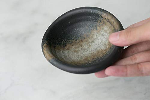 Colias Wing 3.5 Inch Retro Style Black&Beige Stylish Design Multipurpose Porcelain Side Dish Bowl Seasoning Dishes Soy Dipping Sauce Dishes-Set of 5 - color: Set-of-5-TypeB