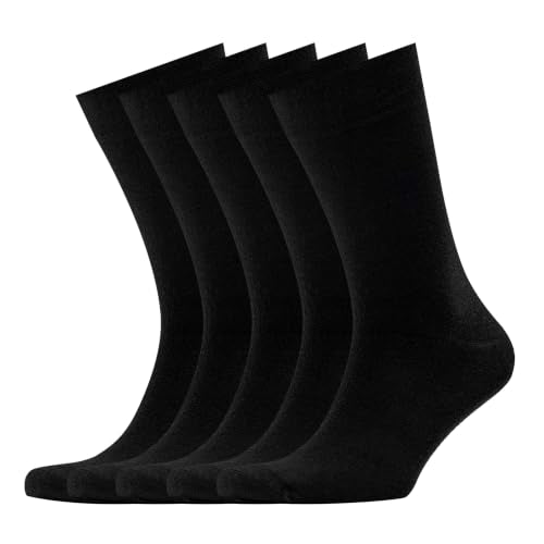 VRD Men's Dress Socks Bamboo Rayon, 5-Pack Crew Socks, Multiple Colors and Designs, Shoe Size 8-13, Gift Box - color: 10: Black, 5-pack Solid