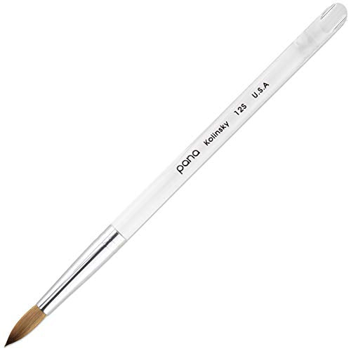 PANA Pure Kolinsky Hair Nail Brush - Round Clear Acrylic Handle (Size 12) - Nail Brush for Nail Application, Nail Extension, Manicure Pedicure Salon Beginner and Professional - color: Clear, size: Size 12