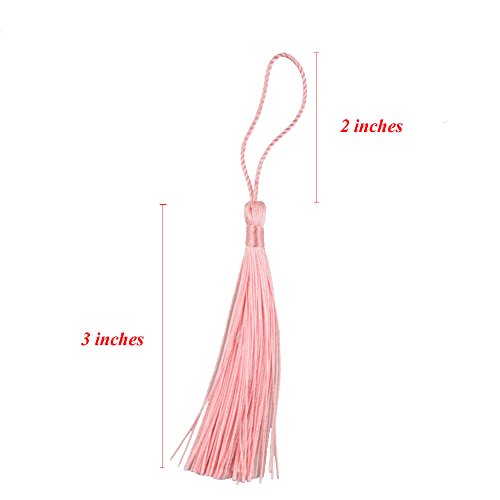 100Pcs 5 Inch Silky Bookmark Tassels for Jewelry, Souvenir(Light Pink) - color: Light Pink