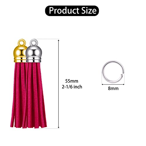 Hapeper 80 Pieces Leather Tassel Keychain Tassels Pendants Charm Tassel for DIY Crafts, Jewelry Making (2-1/6 Inch) - size: 2-1/6 Inch