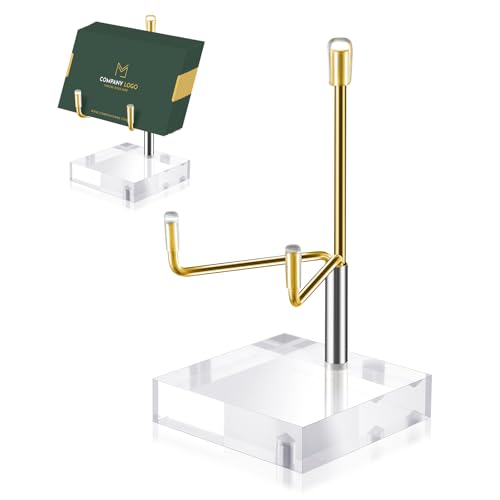 Sibba Adjustable Metal Arms Acrylic Display Stand with Gold Base Small Photo Easel Holder for Pictures, Books, Coral, Geodes, Rocks, Home Décor Accents - color: Golden, size: S