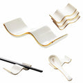 Ceramic Chopsticks Rest Rack Set of 6pcs,Chinese Style Dinner Spoon Stand Knife Fork Holder Porcelain Chopsticks Stand