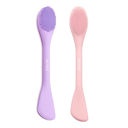 REVEX Pore Cleaning Brush,Face Scrubber,Exfoliating Pore Scrubber,2Pcs Silicone Face Mask Applicator,Mask Applicator Tool for Facial Mud,Face Brush for Women Men.(Pink+PurPle) - color: Pink+PurPle