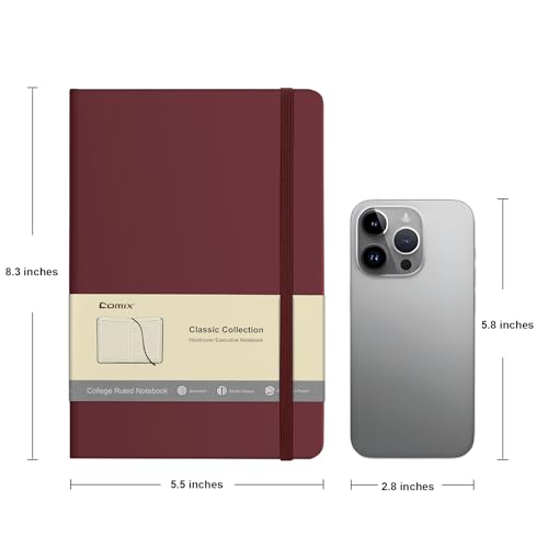 Comix Lined Journal Notebook for Work, 240 Pages, 5.5" x 8.3", Burgundy - color: Burgundy, size: 1 Pack