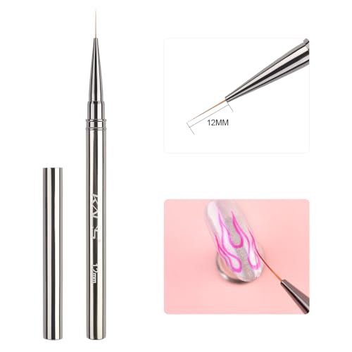 KADS Fine Liner Nail Brush Metal Handle Nail Painting Design Brush Drawing Pen 6mm 9mm 12mm 15mm 18mm (12mm) - color: 12mm (Single)