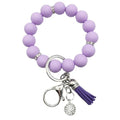 Unpafcxddyig Silicone Bead Keychain Bracelet Wristlet Key Ring - color: Purple