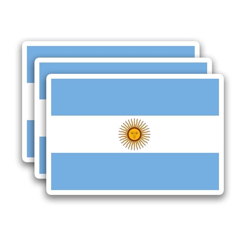 (3Pcs) Argentina Flag Stickers – Argentine National Flag Vinyl Decals, Waterproof Sticker for Laptop, Water Bottle, Scrapbook, Phone Case, Travel Gear, 3" x 2" - color: Argentina