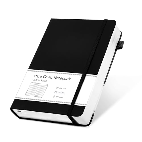 CAGIE Journal Notebook for Women Men Leather Journaling Diary Daily, Black - color: Black, style: Lined A5