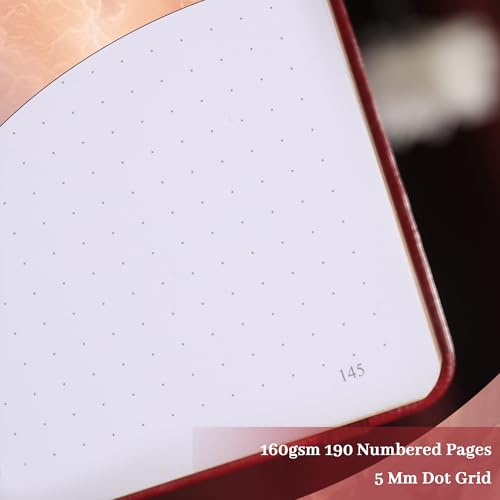 TIEFOSSI Dot Journal Notebook for Women Men, 160GSM Notebook - color: Red, size: Dot