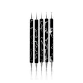 5Pcs Nail Dotting Tools Double-Ended Nail Art Embossing Stylus - color: Black