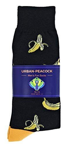 Urban Peacock Men's Novelty Fun Dress Socks Multiple Patterns/Multi-pair Options! - color: Bananas - Black
